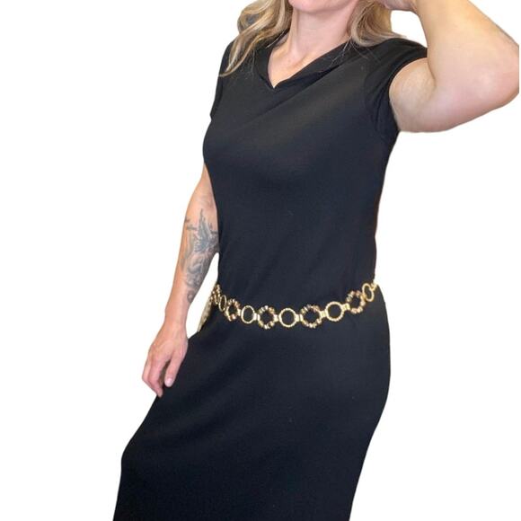 90's Vintage Donna Karen Black Wool Maxi Dress size Medium - Picture 2 of 6